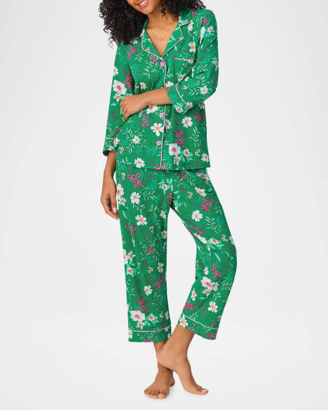 Cropped Organic Cotton Jersey Pajama Set